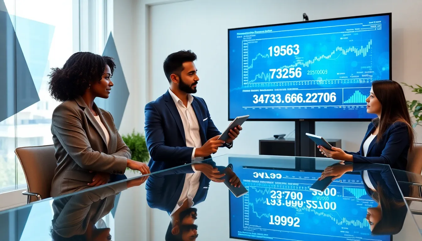 diverse professionals collaborating in a modern office setting.